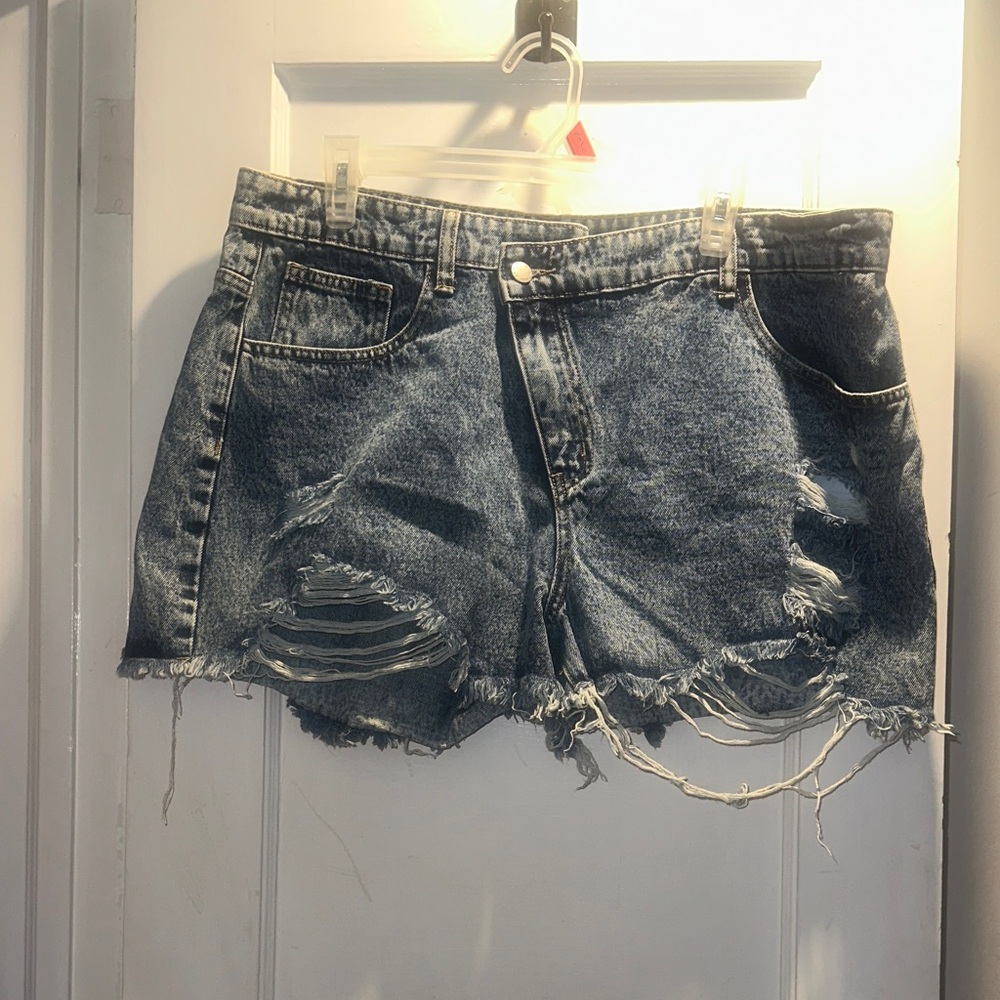 SHEIN Blue Distressed Jean Shorts